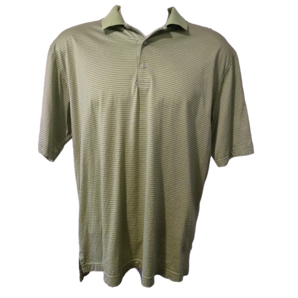 Robert Trent Jones Polo Shirt LG Mens Golf Athleisure Green Striped Norm Core LG